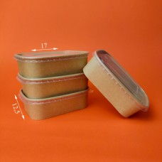 Салатник бумажный одноразовый прямоугольный, контейнер для салата крафтовый без крышки, 650 мл (кратность заказа - 50 шт)
