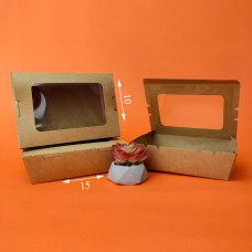 Контейнер бумажный одноразовый, упаковка для продуктов с крышкой и окном, 700 мл (кратность заказа - 50 шт)