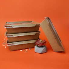 Контейнер бумажный одноразовый, упаковка для продуктов крафтовая с крышкой, 900 мл (кратность заказа - 10 шт)