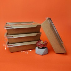 Контейнер бумажный одноразовый, упаковка для продуктов крафтовая с крышкой, 1200 мл (кратность заказа - 10 шт)